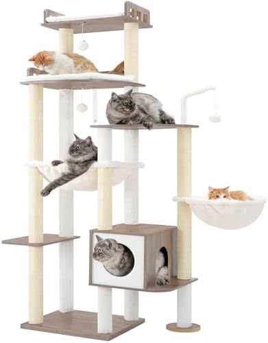 Heybly Cat Tree, 70.5" Wood Tall Cat Tower - Image 5