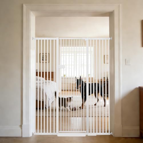 Lumizone Extra Tall Cat Gate 61.02" High 29.92"-59.44" Wide Pet Gate White by Lumizone