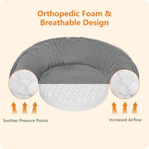 Dwanton Orthopedic Small Dount Dog Bed Cat Bed, Calming Egg-Crate Foam - Image 2