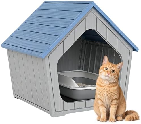 Cat Litter Box Enclosure, Hidden Covered Litter Box Furniture by Unknown