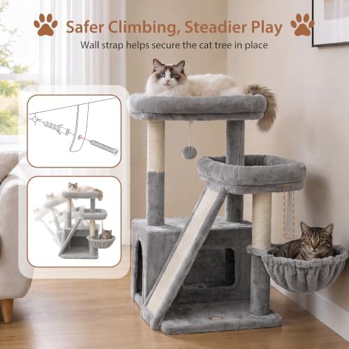 Heybly Compact Cat Tree with Big Scratcher, Stable Cat Tower HCT206SW - Image 6