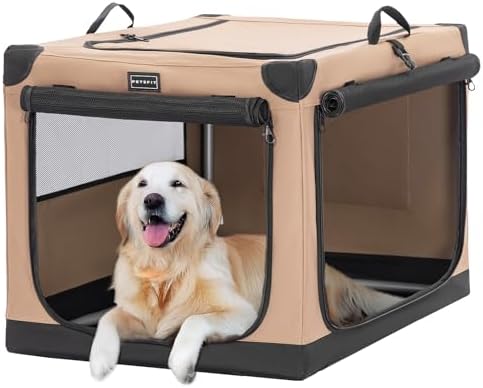 PETSFIT 40" Soft Portable Dog Crate – Patented Spiral Sturdy Frame, Collapsible by Petsfit