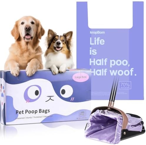 125 Pack Large Dog Poop Bags for A&H Swivel Bin Pooper Scooper Purple by KropBom