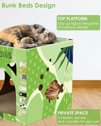 Bissap 2PCS Cat Cardboard House, Large Thickened Play House - Image 4