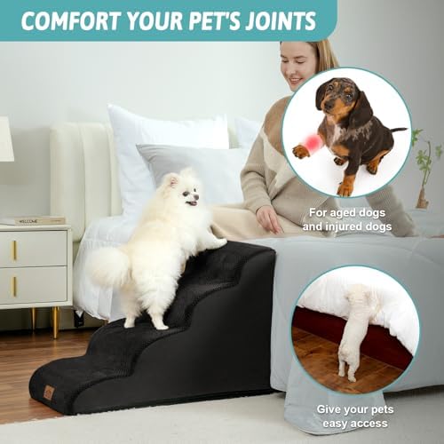 COZY KISS Dog Stairs for Small Dog 19.7" H, 4 Step Pet Ramp for Bed - Image 3