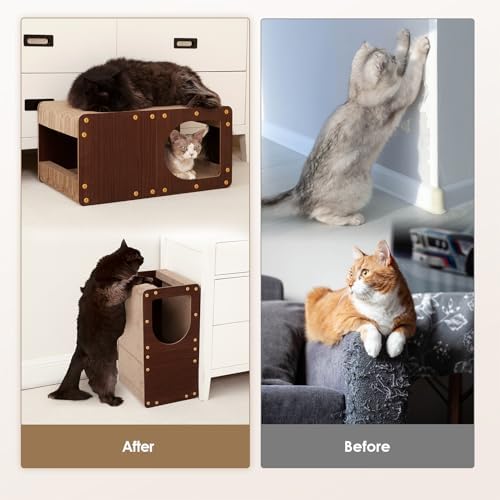 EHEYCIGA Cardboard Cat Scratcher House, 23-Inch Cat Scratch pad, Dark Brown - Image 3