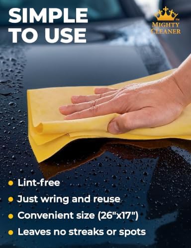 Premium Shammy Cloth for Car Drying – 2pk+1 Free – 26"x17" – Soft Chamois - Image 5