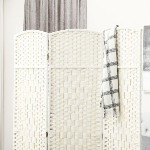 HOMCOM 3 Panel Room Divider 6 Ft Privacy Screen Hand-Woven White - Image 6