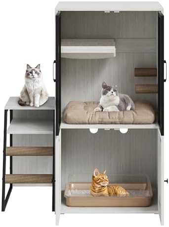 TrailBlaze Modern Double Cat Litter Box Enclosure Furniture – Hidden Storage - Image 4
