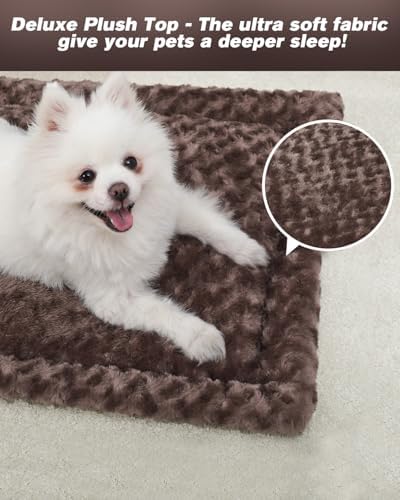 Exsnugy Washable Dog Bed Mat Large Size Fluffy Pet Crate Pad 42x28 XL - Image 2