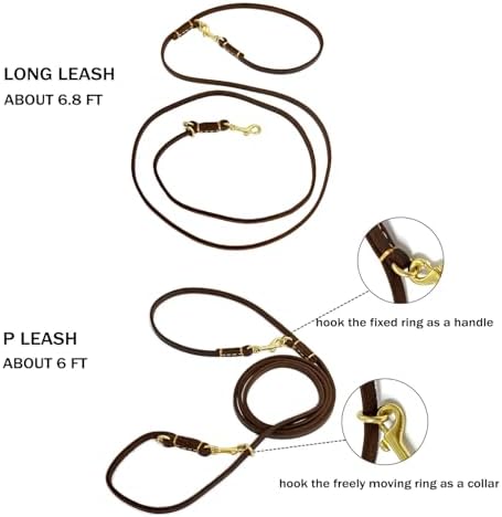Multi Function 8ft Genuine Leather Hands Free Dog Training Leash - Image 5