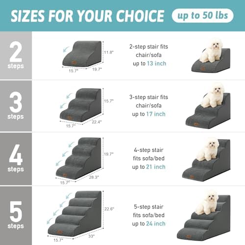 COZY KISS Dog Stair for Small Dog 15.7" H, 3 Step Pet Ramp for Couch - Image 2
