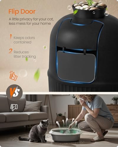 Feandrea Cat Litter Box with Artificial Plant, Enclosed Hidden Litter Box - Image 5
