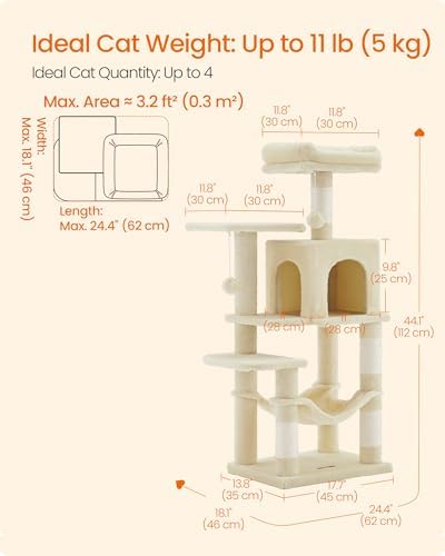 Feandrea Cat Tree, 44.1-Inch Cat Tower - Image 5