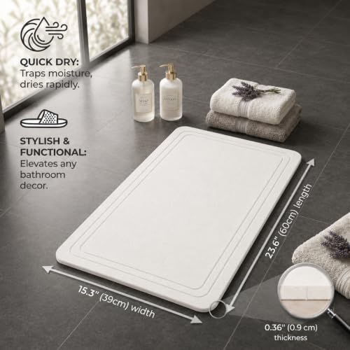 Stone Bath Mat – Diatomaceous Earth Quick Drying Non-Slip Bathroom Mat – - Image 2