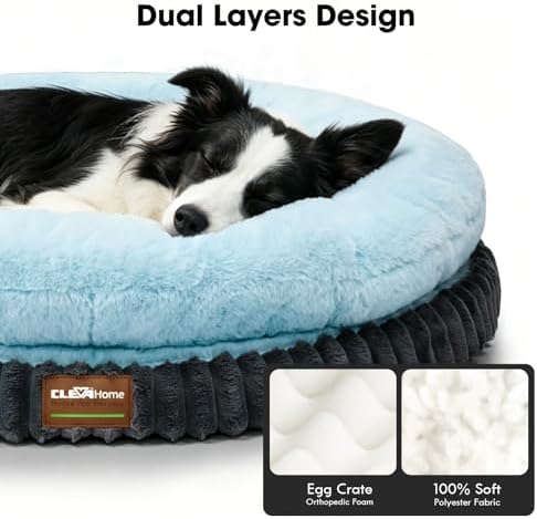 ClevaHome Orthopedic Dog Bed for Large Medium Dogs, 42in Ice Blue - Image 4