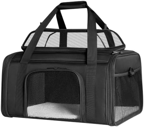 Pet Cat Dog Carrier, Puppy Crate Cage Bag, Large Expandable Travel Backpack by BEIKOTT