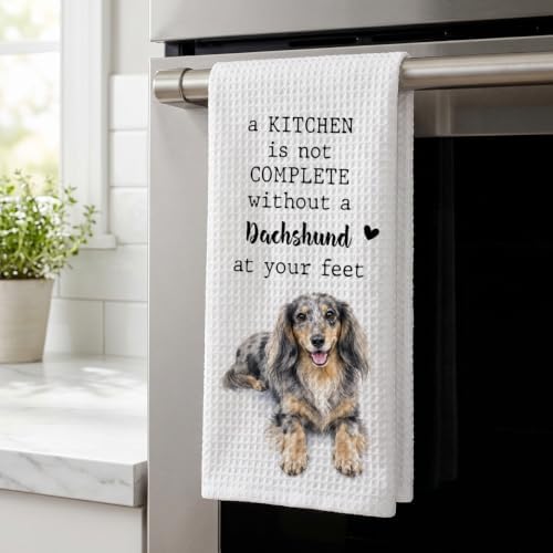 Dachshund Kitchen Towel, Funny Dapple Dog Lover Gift - Image 3