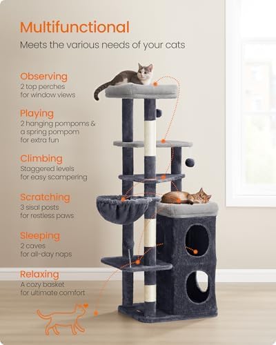 Feandrea Cat Tree Indoor, Dark Gray - Image 6