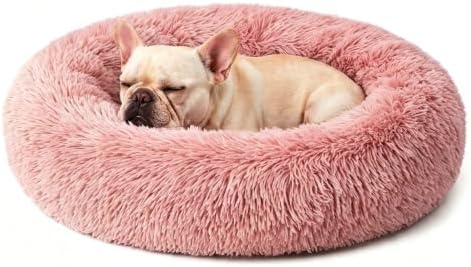 Calming Anti-Anxiety Donuts Dog And Cat Bed, Round Fluffy Soft Washable Small by Homeuslynn