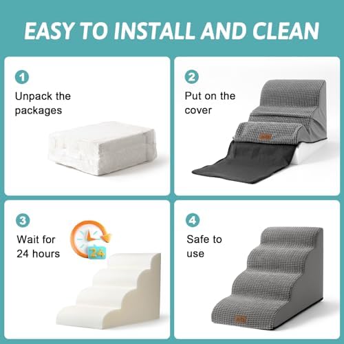 COZY KISS Dog Stair for Small Dog 15.7" H, 3 Step Pet Ramp for Couch - Image 6