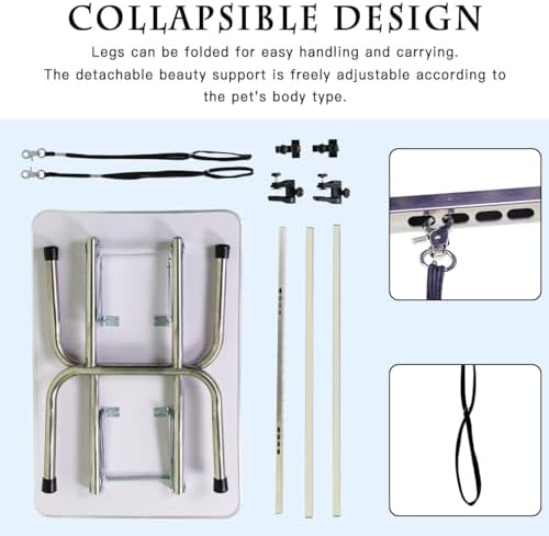 46" Pet Dog Grooming Table, Foldable Stainless Steel Frame Pet Drying Grooming - Image 3