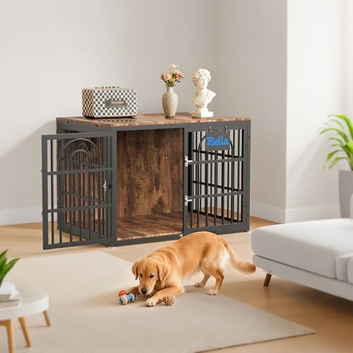 43 Inch Antique Walnut Dog Crate Furniture - Image 3