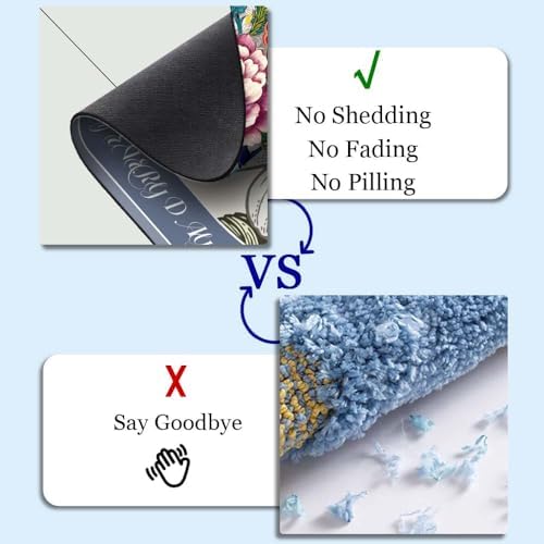 Folk Art Various Flowers Super Absorbent Quick-Drying Bathroom Mat Rug - Image 4