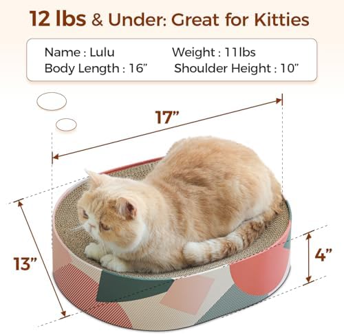ComSaf Cat Scratcher Bed 17 x 13 in, Oval Cardboard Scratch Pad - Image 2