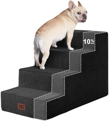 EHEYCIGA Dog Stairs for Bed 18" H, 4-Step Extra Wide Dog Steps by EHEYCIGA