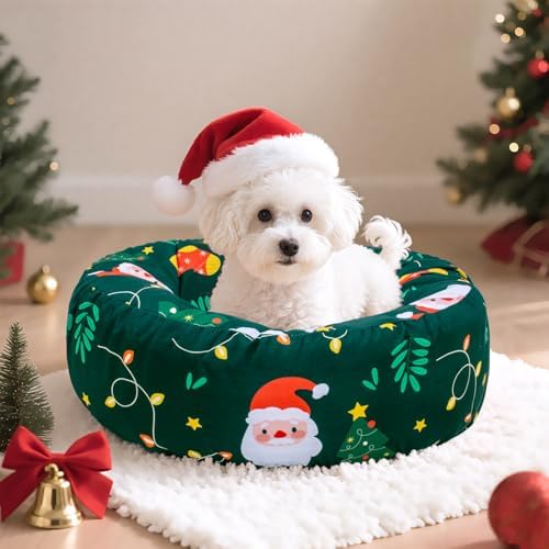 Christmas Round Replacement Dog Bed Elastic Edged Washable Pet Bed Protector - Image 3