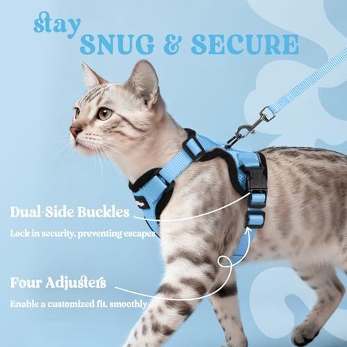 rabbitgoo Cat Harness and Leash Set, Escape Proof Vest, Light Blue - Image 6