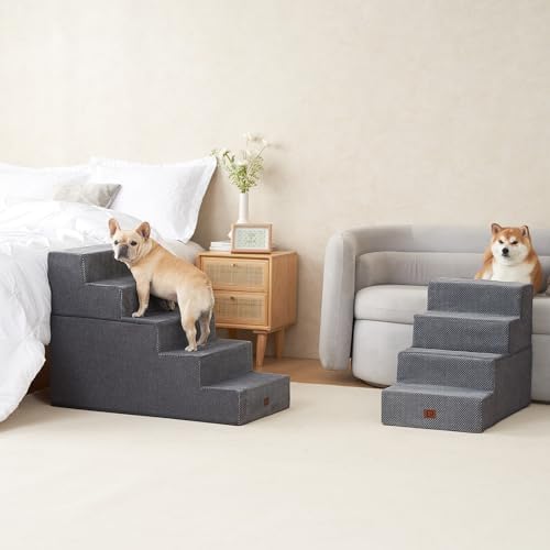 EHEYCIGA Dog Stairs for High Bed 25" H, Extra Wide Dog 5-Step - Image 5
