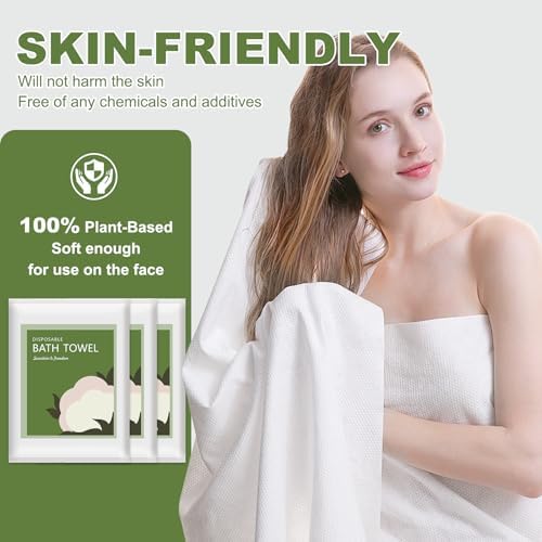 Disposable Bath Towels, 5 Pack 55" x 27.5" Ultra Soft, Quick Dry Disposable - Image 5