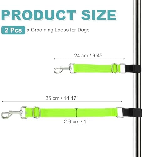 2Pcs Dog Grooming Loop, Adjustable, Fluorescent Green - Image 2