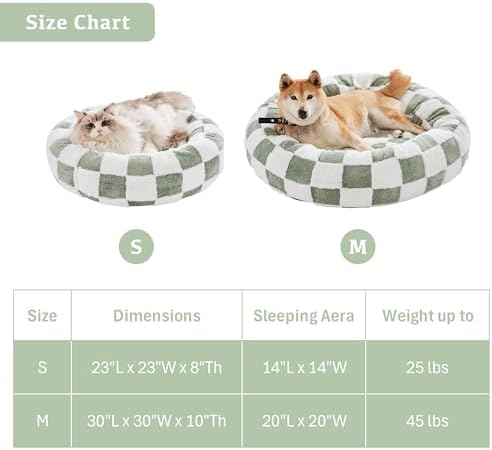 Ohocut Checkered Dog Bed, Cute Sage Green Retro Style Aesthetic Round Warming - Image 5