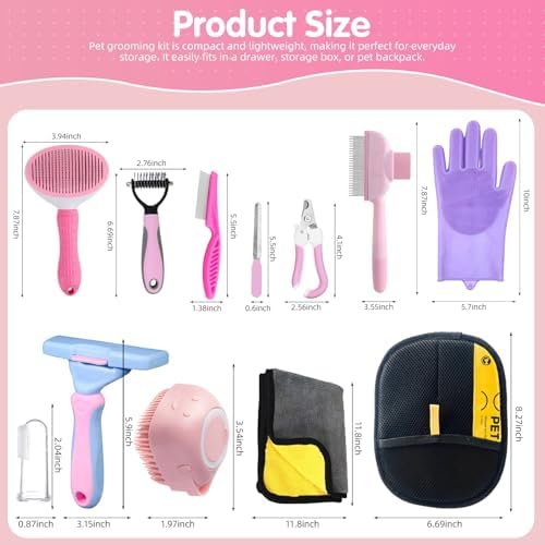 Oromaviela 12PCS Rabbit Bunny Cat Grooming Kit, Self-Cleaning Slicker - Image 2