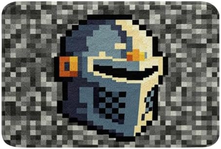 Manfei Pixel Grid Bath Mat, Pixelated Knight Helmet Print Kids Mats Rugs - Image 3