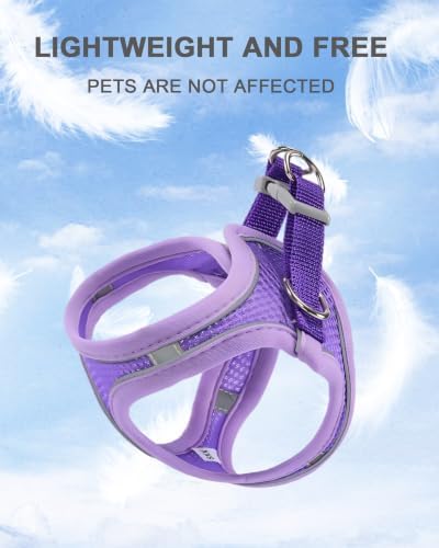 M Purple Soft Mesh Dog Harness and Leash Set, No Escape Puppy Harnesses - Image 3