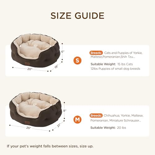 Bedsure Self Warming Cat Bed, Round Washable Small Dog Bed, 20In Brown - Image 6