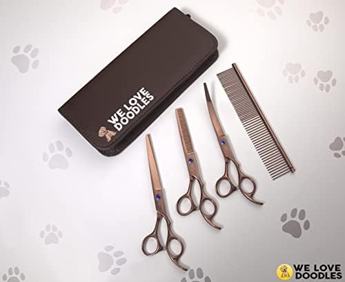 Dog Grooming Scissors Kit, 4 Pieces, Straight & Thinning Shears Set - Image 2