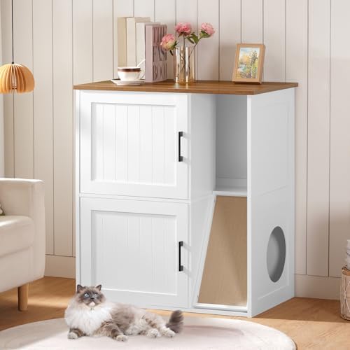 MAHANCRIS Litter Box Enclosure for 2 Cats, Hidden Litter Box Furniture - Image 2