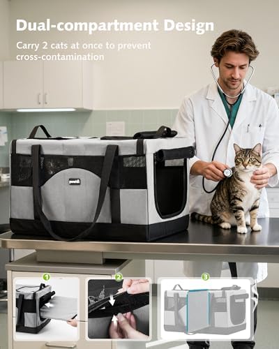 Pecute Large Cat Carrier, Soft Double Pet Crate - Image 3