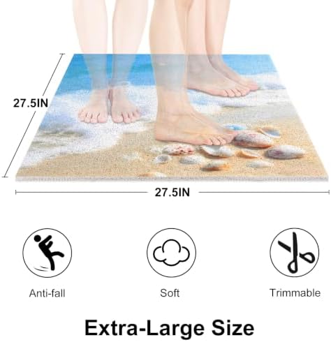 Square Shower Mat, Yonala 27 x 27 Inch Stylish Non Slip Shower Mats - Image 2