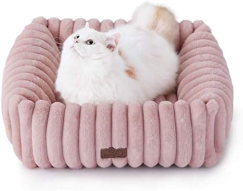 Bedsure ComfyFleece® Dog Bed for Small Dogs & Cats Washable，20in Blush Pink by BEDSURE