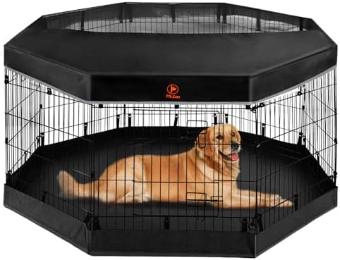 PJYuCien Puppy Playpen with Top Cover & Bottom Pad, 8 Panels 30" H - Image 4