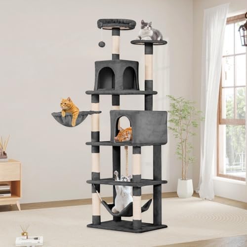 Aotaide 68in Cat Tower with 8 Scratching Posts & Hammock - Image 3