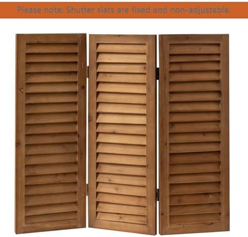 SOFE Short Privacy Screen, 2.6 Ft Shutters Folding Room Dividers 3 Panel - Image 3