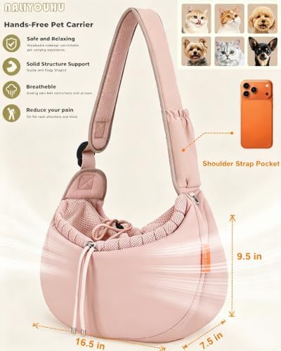Pet Sling Carrier for Small Dogs & Cats up to 15 lbs, Puppy Carrier Purse - Image 4