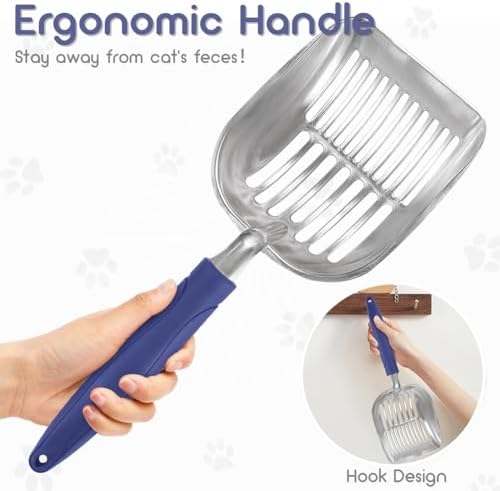Showvigor Cat Litter Scoop, Metal Cat Scooper, Plastic Handle Scoop, Sifting - Image 4